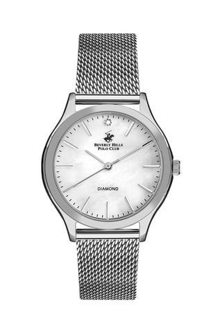 Montre à quartz en acier et diamant - Argenté