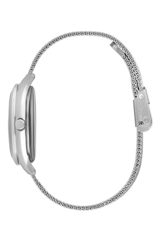 Montre à quartz en acier et diamant - Argenté