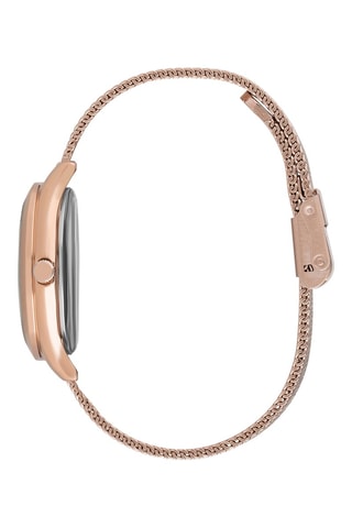 Montre à quartz en acier et diamant - Doré rose