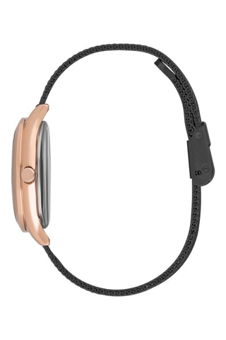 Montre à quartz en acier et diamant - Noir et doré rose