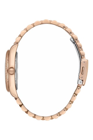 Montre à quartz en acier et diamant - Doré rose