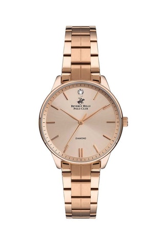Montre à quartz en acier et diamant - Doré rose