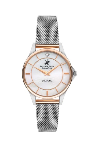 Montre à quartz en acier et diamant - Argenté et doré rose