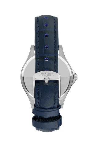 Montre à quartz en cuir et diamant - Bleu et argenté