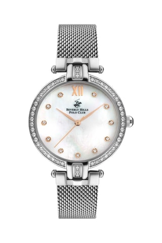 Montre à quartz en acier et diamants - Argenté