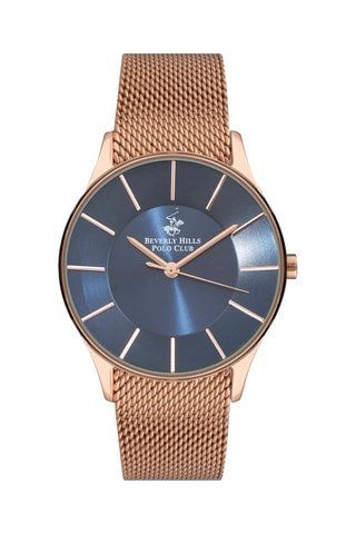 Montre à quartz en acier - Doré rose et bleu