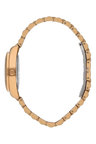 Montre à quartz en acier et diamant - Doré rose