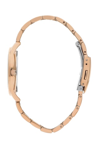 Montre à quartz en acier et diamant - Doré rose