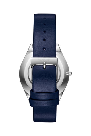 Montre à quartz en cuir et céramique - Bleu marine et argenté