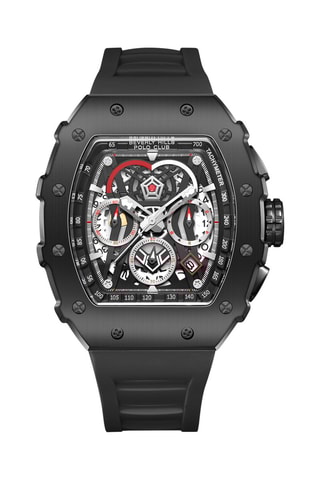 Montre à quartz en silicone - Tachymètre - Noir