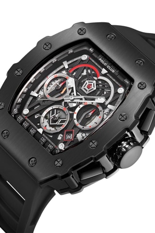 Montre à quartz en silicone - Tachymètre - Noir