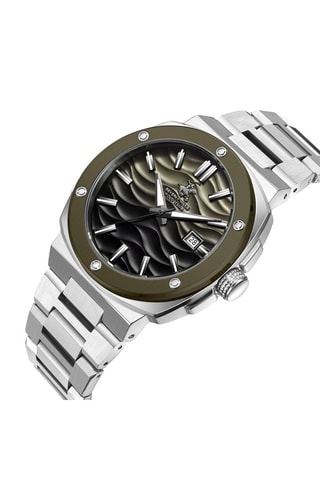 Coffret montre à quartz en acier, céramique et bracelet