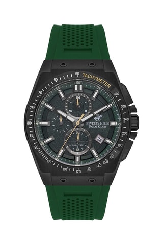 Montre à quartz en silicone - Tachymètre - Vert et noir