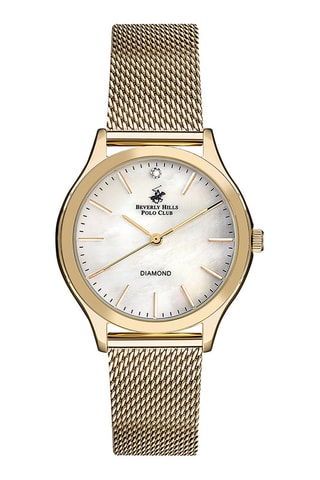 Montre à quartz en acier, céramique et nacre - Doré