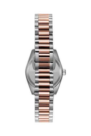 Montre à quartz en acier, céramique et diamant - Argenté et doré rose