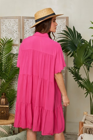 Blouse-jurk - Fuchsia