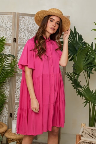 Blouse-jurk - Fuchsia
