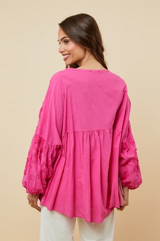 Top met Engelse Borduursels - Fuchsia