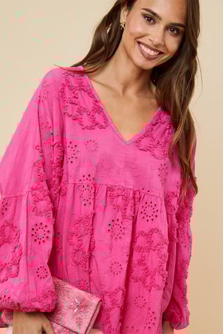 Top met Engelse Borduursels - Fuchsia