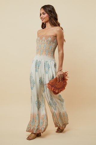 Strapless Jumpsuit - Camel