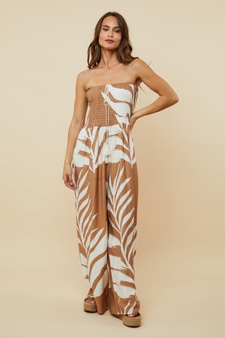 Strapless Jumpsuit - Camel