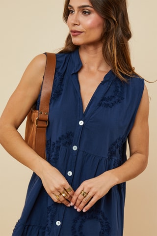 Trapezium Jurk - Marineblauw