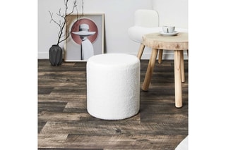 Pouf Rhea - Blanc - Toucher bouclette