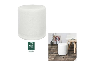 Pouf Rhea - Blanc - Toucher bouclette