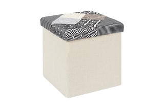 Pouf-coffre pliable Patchwork - Gris
