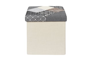 Pouf-coffre pliable Patchwork - Gris