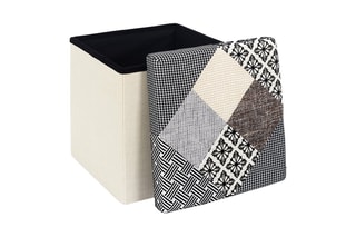 Pouf-coffre pliable Patchwork - Gris