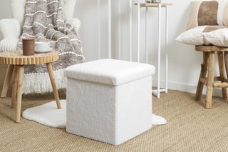 Pouf-coffre pliable - Blanc