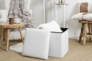 Pouf-coffre pliable - Blanc