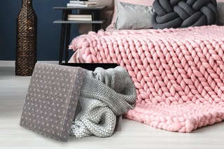 Pouf-coffre - 37,5 x 37,5 x 27 cm - Gris