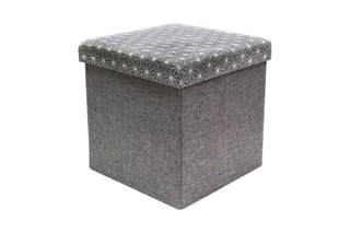 Pouf-coffre - 37,5 x 37,5 x 27 cm - Gris