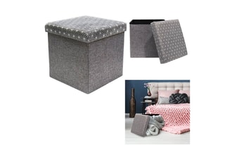 Pouf-coffre - 37,5 x 37,5 x 27 cm - Gris