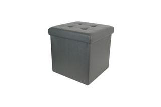 Pouf-coffre pliable - 38 x 38 x 38 cm - Gris