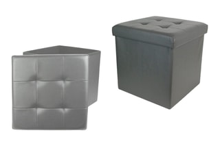 Pouf-coffre pliable - 38 x 38 x 38 cm - Gris