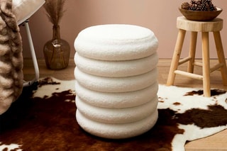 Pouf avec rangement Freya - Blanc - Revêtement bouclette