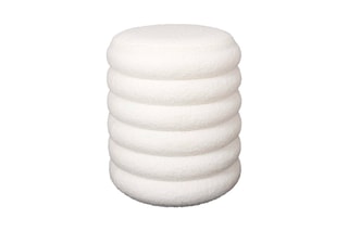 Pouf avec rangement Freya - Blanc - Revêtement bouclette