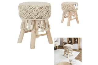 Tabouret Boho - Beige et naturel
