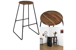 Tabouret de bar en acacia - Marron et noir
