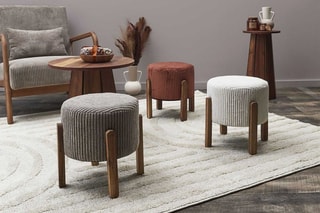 Pouf Scott - Taupe et naturel