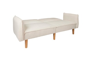Canapé convertible Hygge - Naturel et blanc - 2 places - Revêtement en bouclette