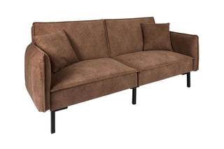Canapé convertible - Marron - 2 places - Revêtement en velours