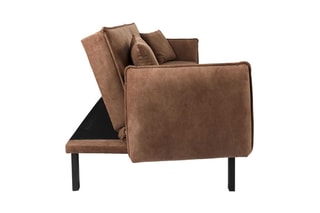 Canapé convertible - Marron - 2 places - Revêtement en velours