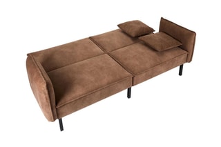 Canapé convertible - Marron - 2 places - Revêtement en velours