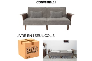 Canapé convertible Scott - Taupe et marron