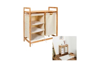 Meuble de rangement en bambou - 
77 x 38 x 69,5 cm - Naturel et blanc