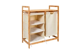 Meuble de rangement en bambou - 
77 x 38 x 69,5 cm - Naturel et blanc